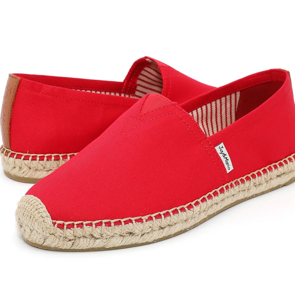 Joy & Marino Red Espadrille Slip-On Shoes size 8
